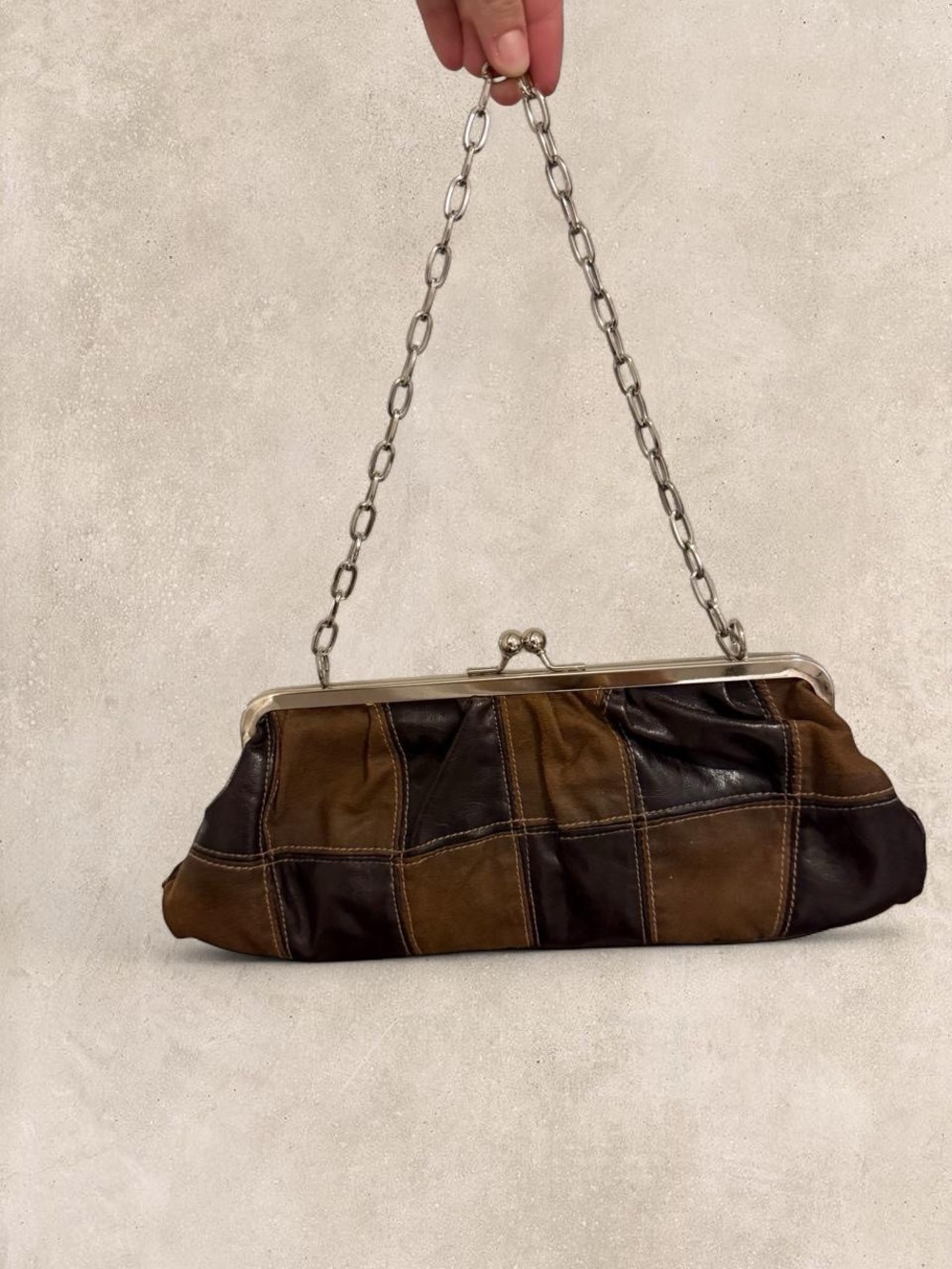 Chateau patchwork leather Brown Clutch